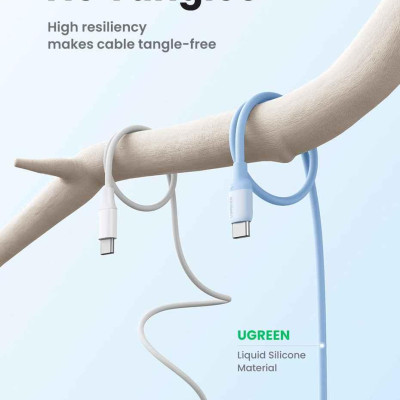 Ugreen UG15278US563TK 60W 0.5M c-c hỗ trợ QC4.0 3A Cáp sạc nhanh - truyền dữ liệu 2 đầu USB-C dây nhựa Màu Xanh - HÀNG CHÍNH HÃNG