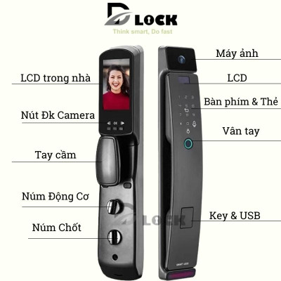 Khóa cửa điện tử vân tay nhận diện khuôn mặt thông minh cửa gỗ nhôm thép, Cửa Nhôm Đố Lớn dùng, Khóa Cửa Smart Lock App chống nước cao cấp Bảo Hành 30 Tháng Chính Hãng DILLOCK DLR8