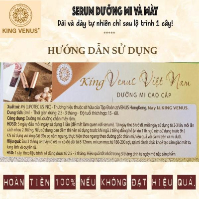 [Date 2027] Combo 02 Serum Dưỡng Mi và Mày King Venus: Cung cấp dưỡng chất nuôi dưỡng lông mi và mày. Dưỡng mi dài và dày chỉ sau liệu trình 1 cây. Cam kết hoàn tiền nếu không hiệu quả