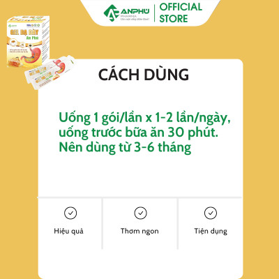 Gel dạ dày An Phú (Nano Curcumin) Giảm Đau nhanh, Giảm Viêm loét, Trào ngược dạ dày, Bảo vệ niêm mạc (Hộp 20 gói x 10ml)