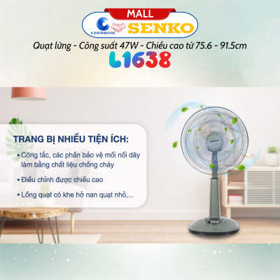 Quạt Lửng Ống Nhựa Senko L1638 - Công suất 47W - Màu tuỳ chọn - Hàng Chính Hãng