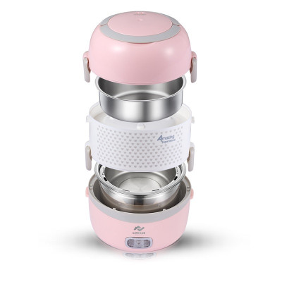 Hộp cơm điện văn phòng 2 tầng Life360 - 3 khay đựng thức ăn, inox304, hấp/ đun sôi/ hâm nóng - Hàng Chính Hãng