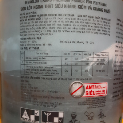 Sơn lót ngoại thất Mykolor Grand Premium Primer For Exterior