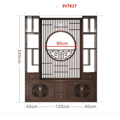 Vách ngăn phòng khách nhà bếp, Tủ kệ vách ngăn phòng 3VTK27