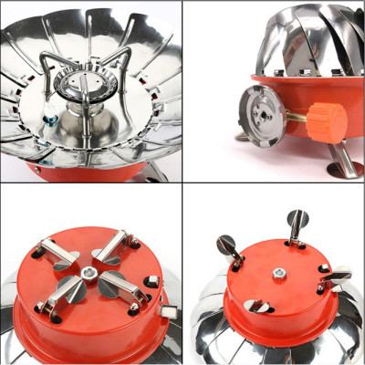 Bếp gas du lịch dã ngoại mini gấp gọn, có lồng chắn gió, đồng hành cho mọi chuyến đi