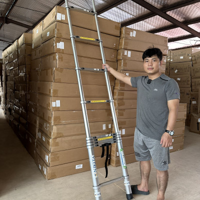 Thang Nhôm Rút Đơn - Đai Bọc Nhôm NIKITA - Nút Khoá Tự Động - Nhôm 6063 chuyên dụng, cứng cáp, chắc chắc, không gỉ