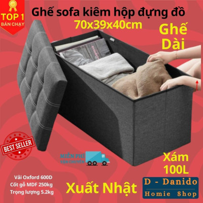 Thùng đựng đồ đa năng kiếm ghế ngồi gấp gọn 110L cỡ đại Châu Âu CA05 - Thùng gỗ bọc vải Oxford cao cấp chắc chắn có thể làm ghế ngồi, trang trí nhà cửa D Danido