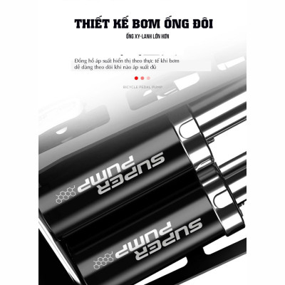 Bơm Đạp Chân 2 Nòng Xilanh 6 Bar 170 PSI Siêu Bơm Chất Lượng Cao Cho Xe Đạp, Xe Máy, Xe Ô tô, Xe Hơi Đa Năng Dễ Dàng Xếp Gọn Và Sử Dụng Tặng Kèm 3 Chốt Chân Lỗ Bơm Super Pump Mai Lee  J055B