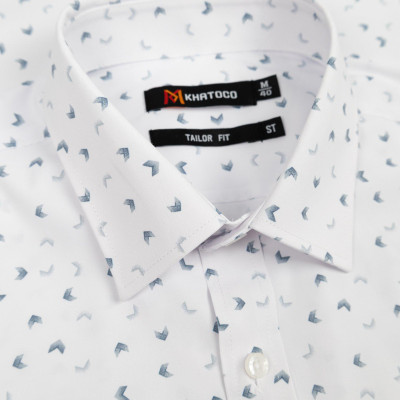 Áo sơ mi nam KHATOCO ngắn tay họa tiết A1MN468T2-CNIN671-2612-N