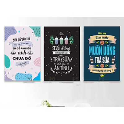 Bộ Tranh treo tường trang trí quán trà sữa với những câu nói truyền độc lực, cảm hứng -  PGĐL1605