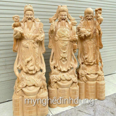 Bộ tượng phật tam đa phúc lộc bằng gỗ ngọc am thơm nức kt cao 60×17×15cm 