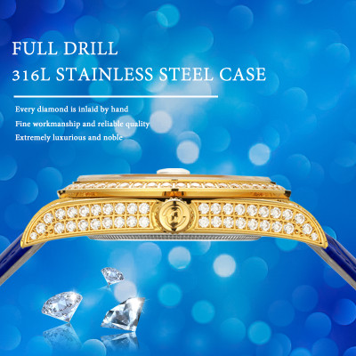 【START】Đồng hồ nam đá Lapis Lazuli tự nhiên đồng hồ kim cương chức năng hiển thị thứ ngày  đồng hồ cơ tự động dây da cá sấu Khóa bướm