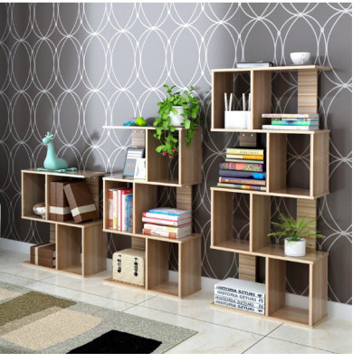 Kệ gỗ sách Zizac, kệ sách nghệ thuật 3-4-5 tầng. Gỗ MDF phủ melatium cao cấp HC-KS2