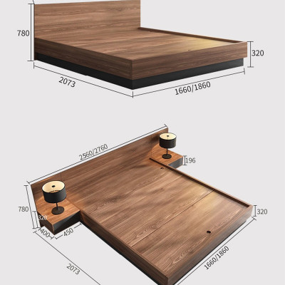 Giường Ngủ Gỗ Kèm Piston Nâng Hạ Thông Minh Màu Walnut Thương Hiệu SIB Decor GN18