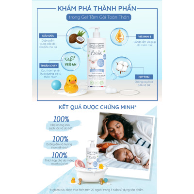 Sữa tắm gội cho bé Evoluderm 500ml