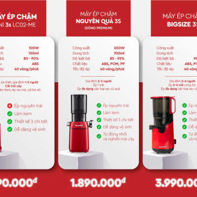 Máy Ép Chậm Nguyên Quả 3S Lazychef 200W Dòng Premium, Máy Ép Trái Cây, Tháo Lắp 3S,Công Nghệ Ép Lạnh, hàng chính hãng