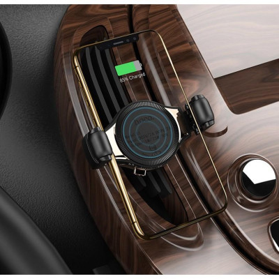 Giá Đỡ Điện Thoại Kiêm Sạc Không Dây Cài Hốc Gió Ô Tô Hoco S1