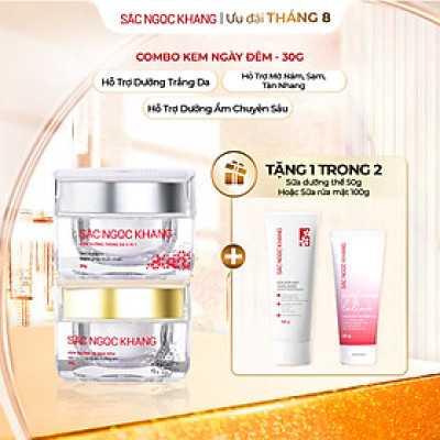 Bộ kem dưỡng ngày và đêm: Kem ban ngày 5 trong 1 (30ml) + Kem ban đêm (30g) giúp dưỡng ẩm, nâng tông, sáng da, làm mờ vết thâm, sạm, nám
