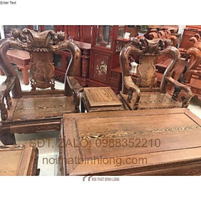 Bộ Bàn Ghế Gỗ Mun Đuôi Công Quốc Đào Tay 12