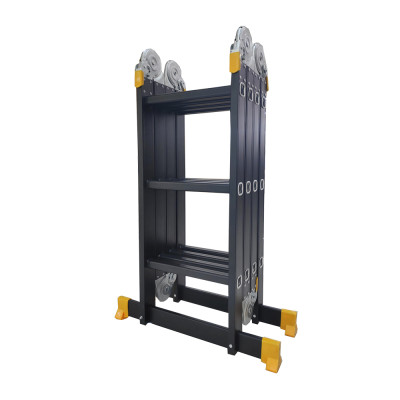 Thang nhôm gấp 4 đoạn Sumika SKM203 NEW (chữ A - 1.73m, chữ I - 3.58m), 14 tư thế sử dụng, tải trọng 150kg, sơn tĩnh điện, chống trầy xước, khóa chốt cao cấp, nhiều đế cao su chống trượt