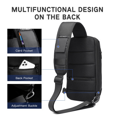 Túi xách đeo chéo vai OZUKO chống trộm và nước có cổng sạc USB tiện dụng