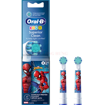 Đầu bàn chải điện trẻ em Oral-B Kids 3+ Superior Clean Spider-Man EB10s 20180342 (Set 2 cái) - Hàng chính hãng