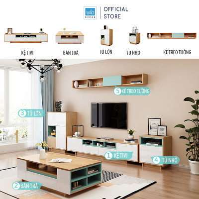 Set Kệ Tivi, Bàn Trà, Tủ gỗ, Kệ Treo Tường Hiện Đại Đa Màu Sắc Thương Hiệu SIB Decor TV81