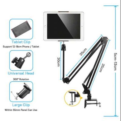 Giá đỡ điện thoại , máy tính bảng đa năng xoay 360 độ 3 khớp điều chỉnh cao cấp - Hàng chính hãng