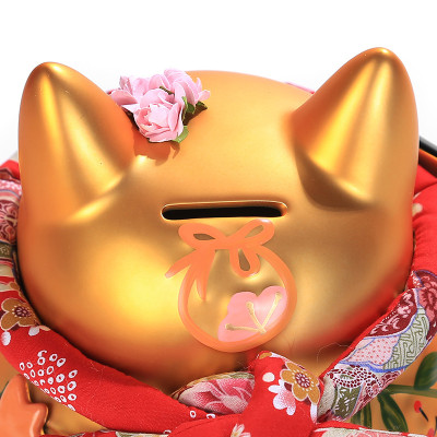 Mèo thần tài hoa mai vàng may mắn Nhật Bản gốm sứ cao cấp|phongthuygiaphat