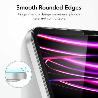 Bộ 2 miếng dán màn hình ESR cho iPad Pro 12.9 inch (2022/2021/2020/2018, thế hệ 6/5/4/3), Kính cường lực có khung căn chỉnh - Hàng Chính Hãng