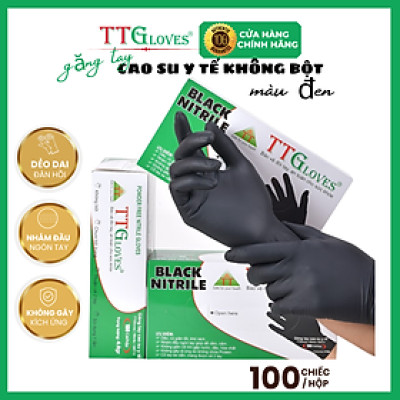 Găng Tay Y Tế Size M Không Bột Nitrile Màu Đen TTGLOVES (100 chiếc)