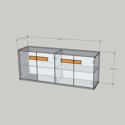 HAPPY FURNITURE , Tủ lưu trữ 4 cửa mở - SPACE, TCM_239 , 160cm x 40cm x 64cm DxRxC