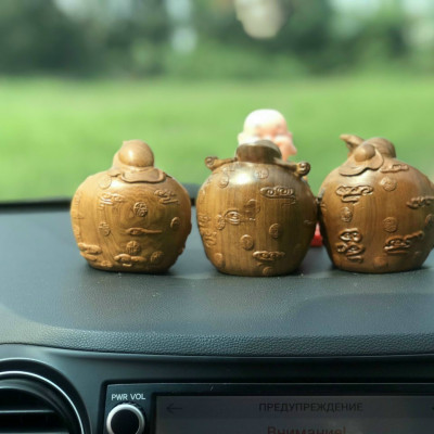 Tượng tam đa phúc lộc thọ mini bằng gỗ bách xanh thơm nức kt  8,5×8,5×8,5cm