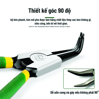 Kềm mở phe 7inch bộ 4 món- Kìm mở phe đa năng, kìm phanh, kìm mở phe trong, kìm mở phe ngoài