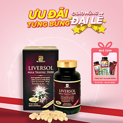 Viên uống bổ gan nhập khẩu chính hãng Úc LIVERSOL MILK THISTLE (60 viên) giúp bổ gan, hỗ trợ tăng cường chức năng gan, thải độc gan, bảo vệ tế bào gan khỏi các thương tổn do rượu, bia và các thuốc có hại cho gan