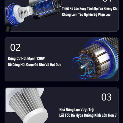 Máy Hút Bụi Cầm Tay Không Dây Teement TM01 Cao Cấp, Lực Hút Lớn 6000PA, Êm Ái Mạnh Mẽ, Sử Dụng Trong Nhà, Ngoài Trời Và Cho Ô Tô , Công Suất Lớn - Hàng Chính Hãng