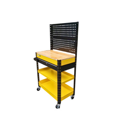 XE ĐẨY DỤNG CỤ 1 NGĂN KÉO CÓ MẶT BÀN GỖ VÀ TẤM TREO