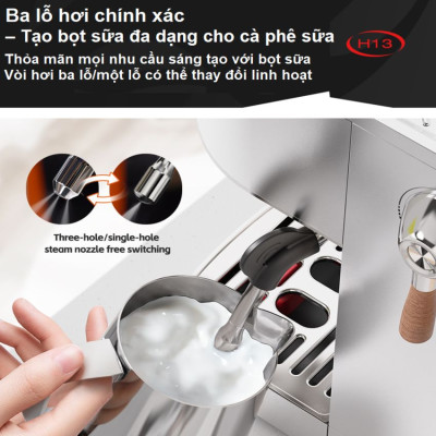 [Hàng Nhập Khẩu] Máy pha cà phê Cappuccino, Ristretto, Espresso, Latte chuyên nghiệp, thương hiệu Mỹ cao cấp HiBREW - H13