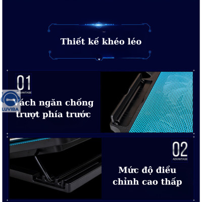 Đế tản nhiệt laptop N99 2 quạt đế nâng - Hàng nhập khẩu