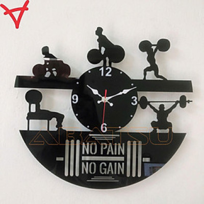 Setup phòng gym chất lừ, trang trí phòng gym đẹp với đồng hồ ‘No Pain, No Gain - Abatsu