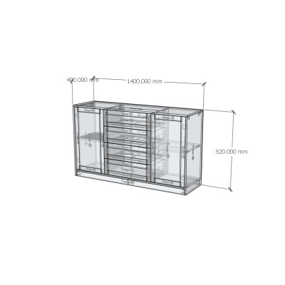 HAPPY FURNITURE , MATTA - Tủ lưu trữ 2 cánh mở 4 ngăn kéo, TCM_210 , 140cm x 40cm x 82cm DxRxC