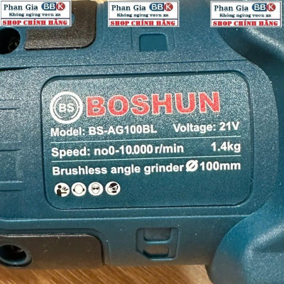 [LOẠI 1] Máy mài pin Boshun 21V - Bộ 2 pin 15CELL ABS, Động cơ không Chổi Than 100% Lõi Đồng, Bảo hành 1 năm