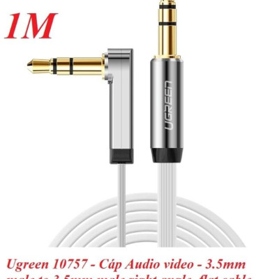 Ugreen UG10757AV119TK 1M màu Trắng Cáp âm thanh 2 đầu 3.5mm dương đầu vuông góc mạ vàng - HÀNG CHÍNH HÃNG