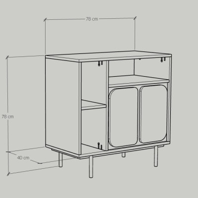 [Happy Home Furniture] SWEETY, Tủ lưu trữ 2 cửa mở - chân sắt, 78cm x 40cm x 78cm ( DxRxC), TCM_059