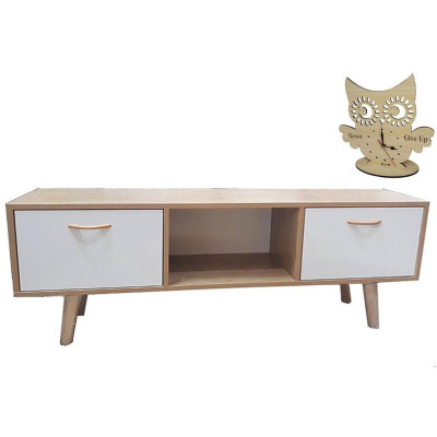 kệ tivi thiết kế theo phong cách sang trọng, tặng đồng hồ để bàn được khắc laser siêu độc đáo thích hợp trang trí