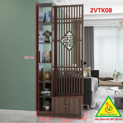 Tủ kệ trang trí kiêm vách ngăn phòng khách , nhà bếp 2VTK08