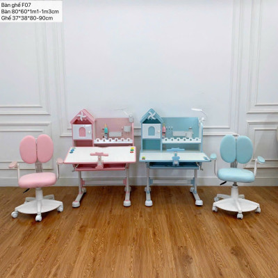 Bộ bàn ghế học sinh tiểu học có giá sách chống gù, chống cận, tay quay, chỉnh góc đến 60 độ CTF10 Juno sofa 