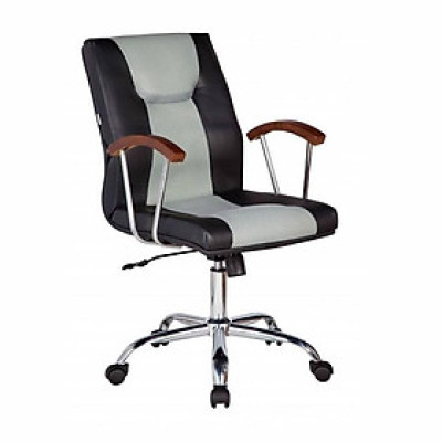 Ghế Trưởng Phòng Tay Ốp Gỗ Chân Thép Mạ IB343 Ibie - Đen