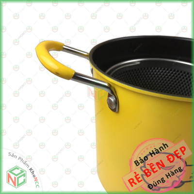 (Nấu Sạch) Nồi Chiên Ngập Dầu Chống Dính KhoNCC Hàng Chính Hãng - Nhãn Con Vịt Vàng Với Giá Lọc Thông Minh - KLM-NCKDV (Màu Vàng)