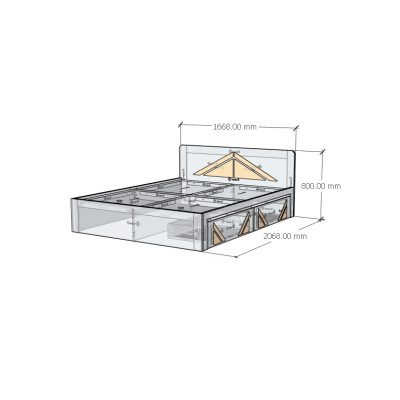[Happy Home Furniture] CHARIS , Giường ngủ 2 ngăn kéo, GNG_114, GNG_115, GNG_116, GNG_117